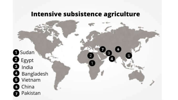 intensive subsistence agriculture map