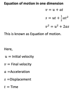 Equation of motion in one dimension