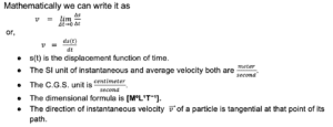 mathematical derivation of instantanous velocity